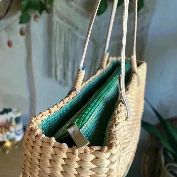 Xhilaration Tan Woven Shoulder Bag with Colorful Fruit Accents - Picture 5 of 11